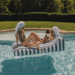 FUNBOY XL Fabric Covered Pool Float Sunbed Lounger - Navy Stripe