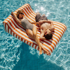 FUNBOY XL Fabric Covered Pool Float Sunbed Lounger - Orange Cabana Stripes