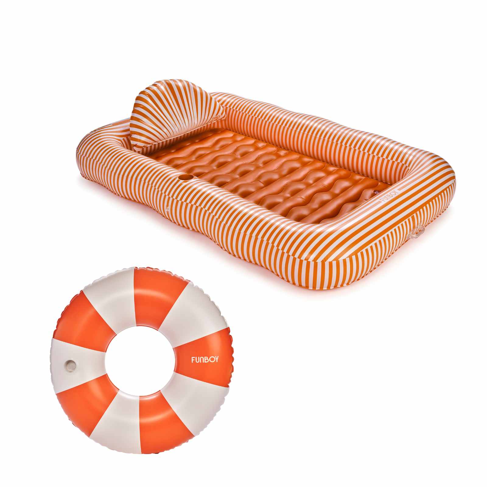 FUNBOY Burnt Orange Tanning Bundle; Tanning Pool Lounger + Tube