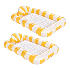 FUNBOY Tanning Pool Lounger, Yellow Cabana Stripes - 2 Pack