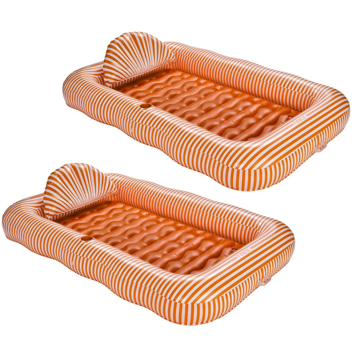 FUNBOY Tanning Pool Lounger - 2 Pack, Orange and White Striped