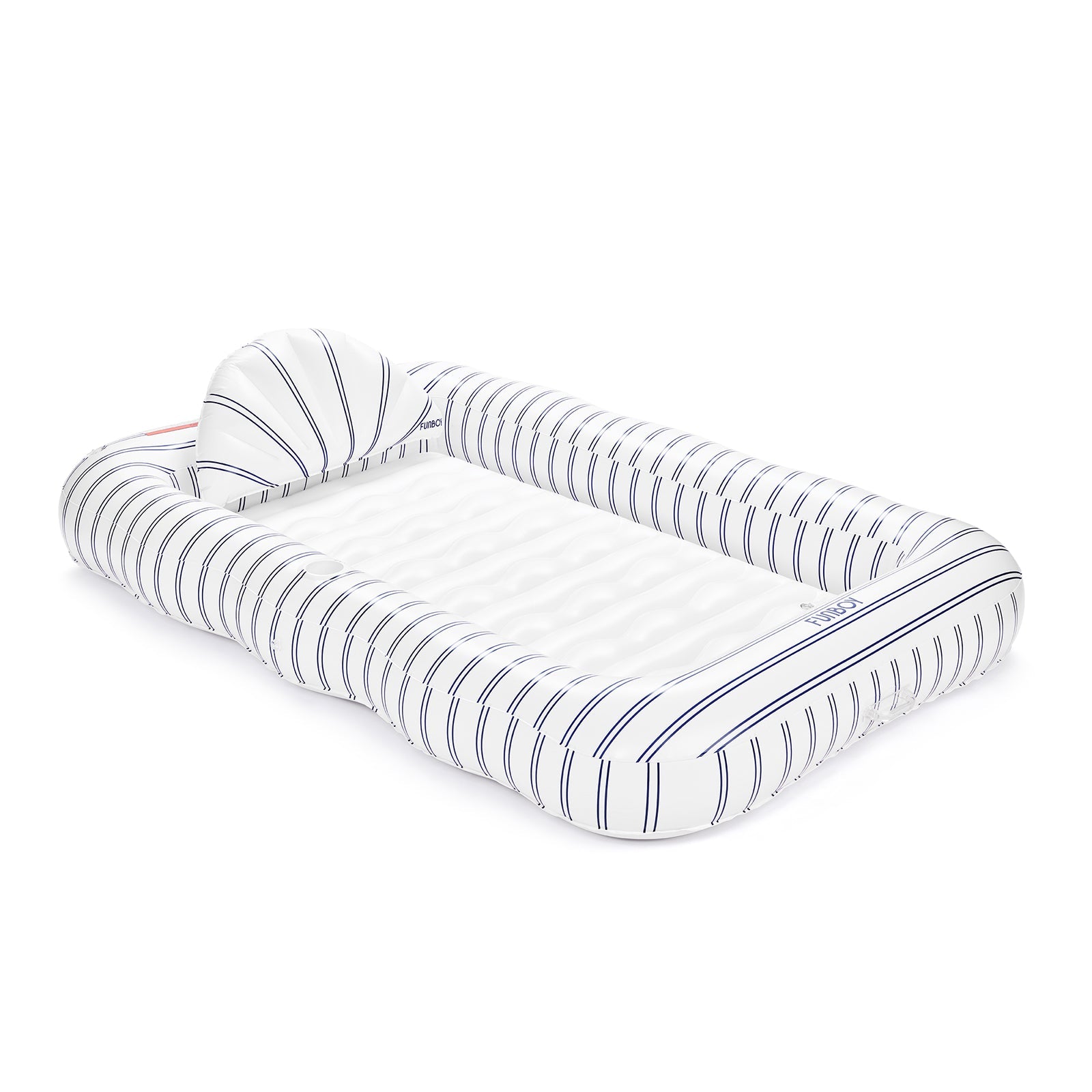 FUNBOY Tanning Pool Lounger: White & Navy Stripes