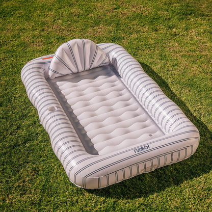FUNBOY Tanning Pool Lounger: White & Navy Stripes