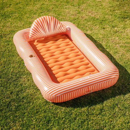 FUNBOY Tanning Pool Lounger: Orange White Stripes