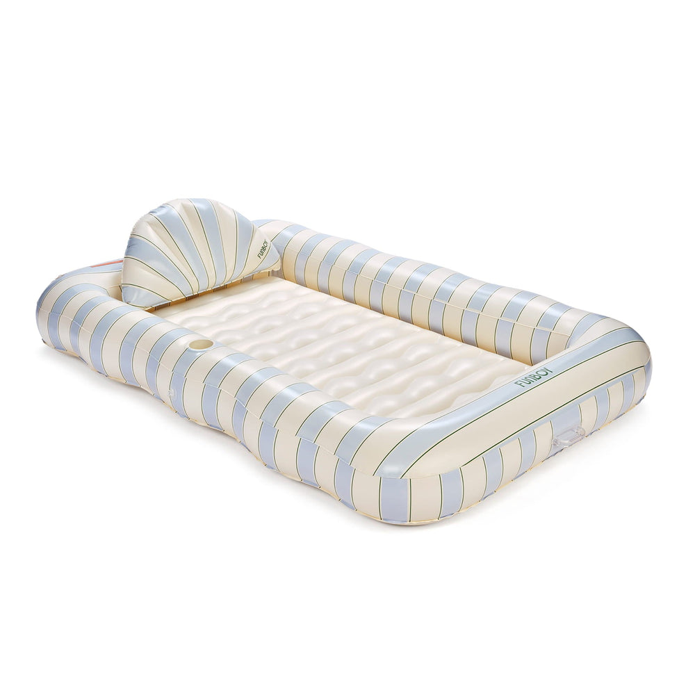 FUNBOY Tanning Pool Lounger: Blue, Green & White Stripes