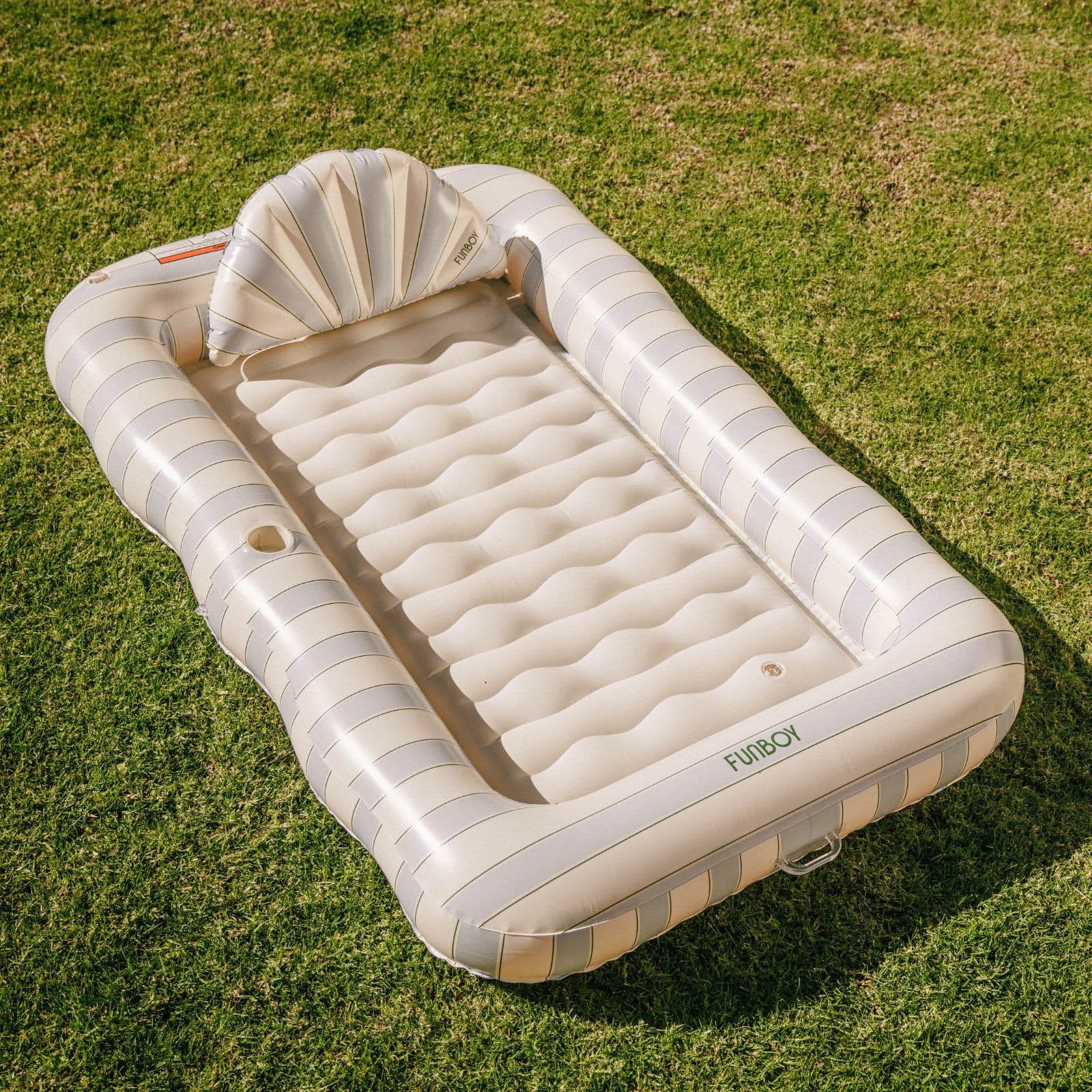 FUNBOY Tanning Pool Lounger: Blue, Green & White Stripes