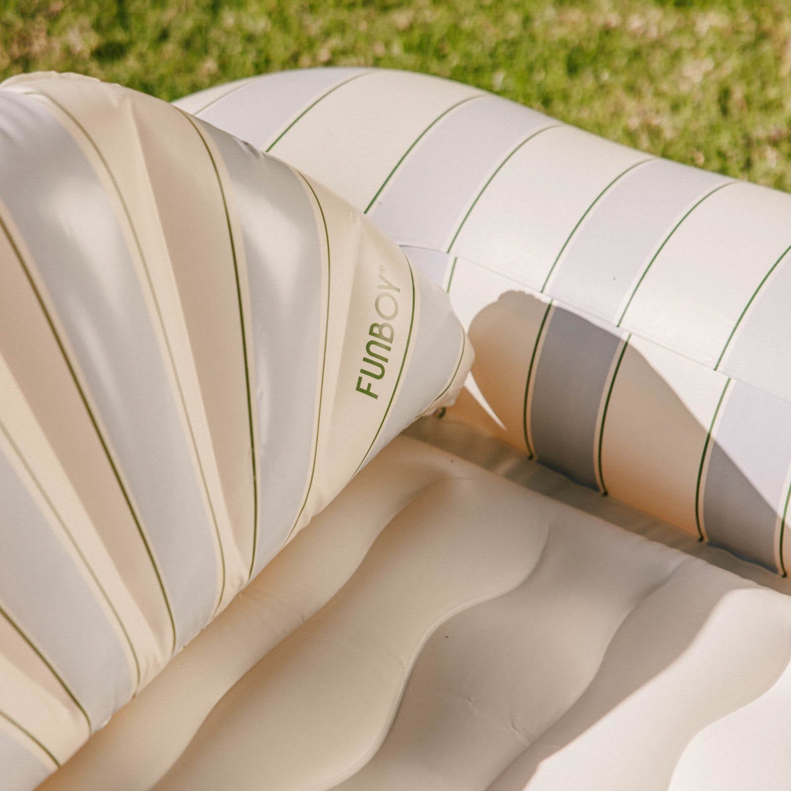 FUNBOY Tanning Pool Lounger: Blue, Green & White Stripes