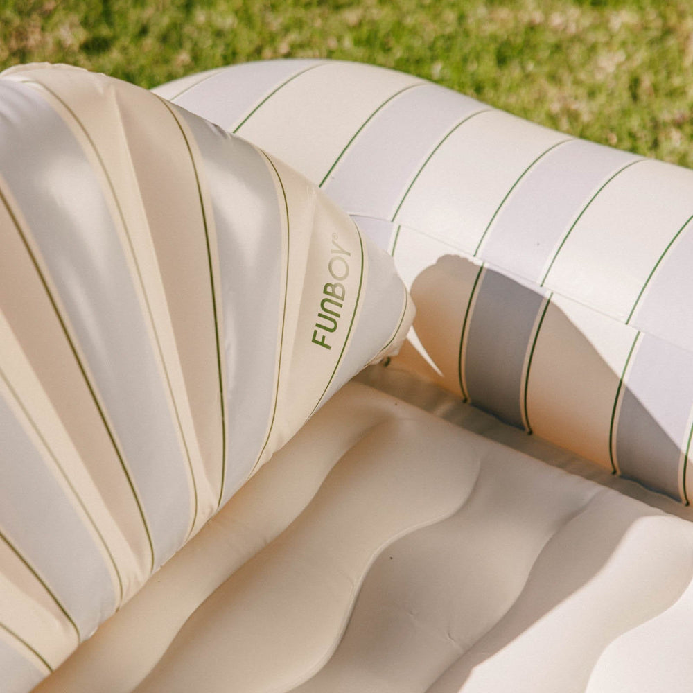 FUNBOY Tanning Pool Lounger: Blue, Green & White Stripes