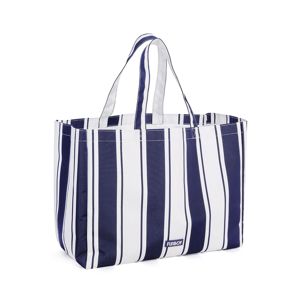 FUNBOY Beach Bag Tote, Navy Cabana Stripe