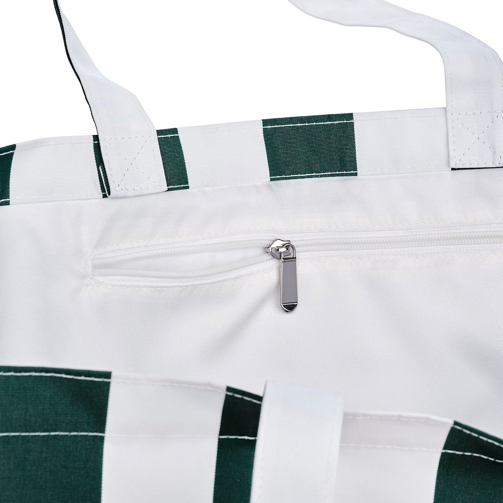 FUNBOY Beach Bag Tote, Green Cabana Stripe