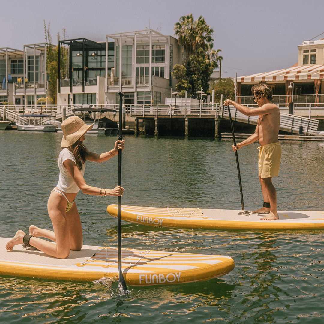 FUNBOY 11"6' Inflatable Stand Up Paddle Board - Yellow & White Cabana Stripe