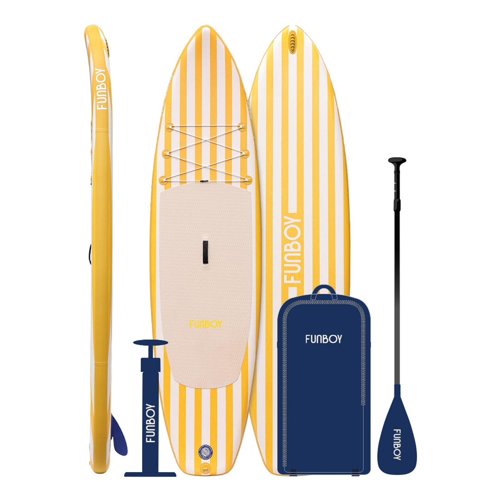 FUNBOY 11"6' Inflatable Stand Up Paddle Board - Yellow & White Cabana Stripe
