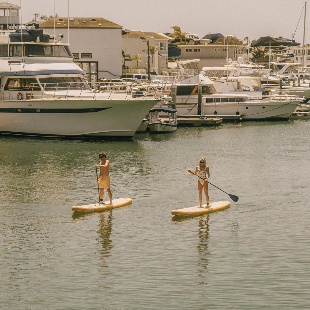 FUNBOY 11"6' Inflatable Stand Up Paddle Board - Yellow & White Cabana Stripe