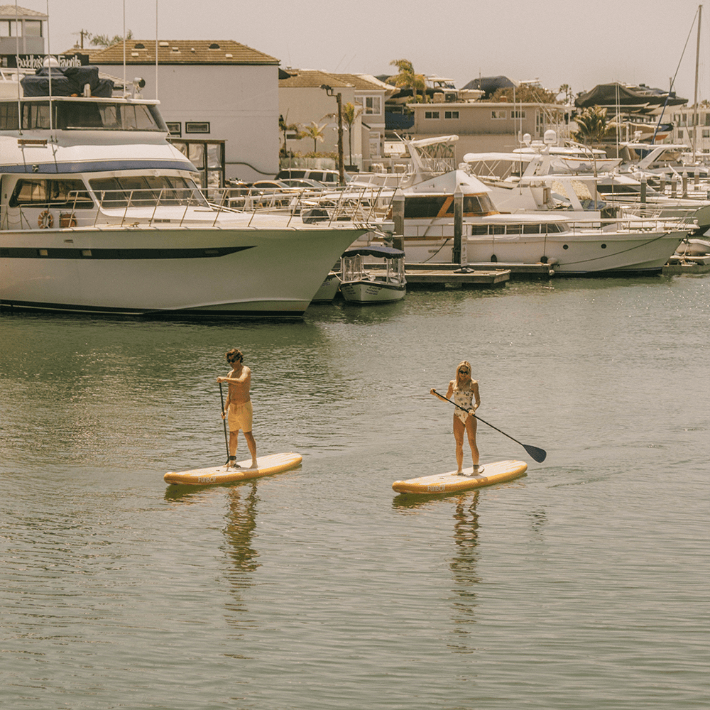 FUNBOY 11"6' Inflatable Stand Up Paddle Board - Yellow & White Cabana Stripe