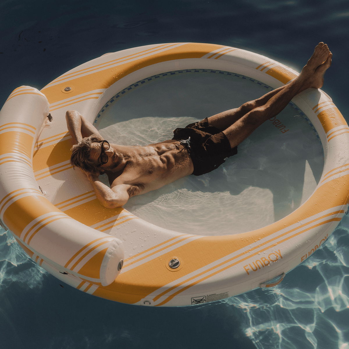 FUNBOY Yellow & White Floating Dock. Leisure Island
