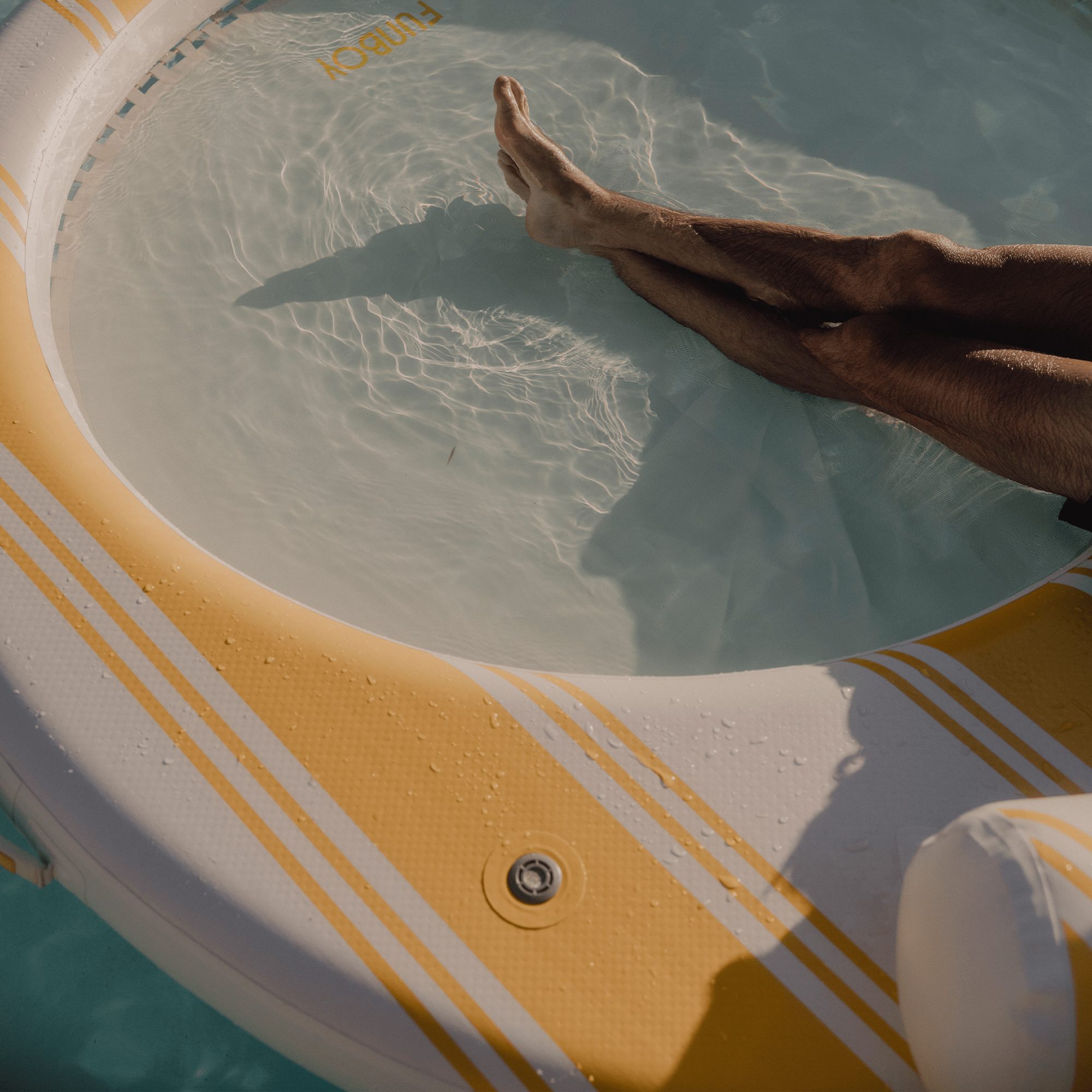 FUNBOY Yellow & White Floating Dock. Leisure Island