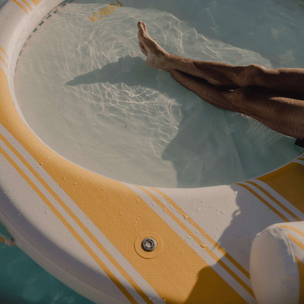 FUNBOY Yellow & White Floating Dock. Leisure Island