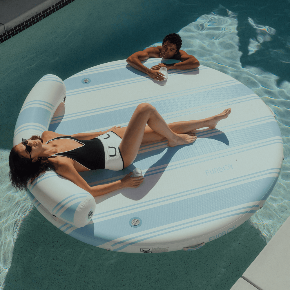 FUNBOY Inflatable Dock & Floating Island - Light Blue