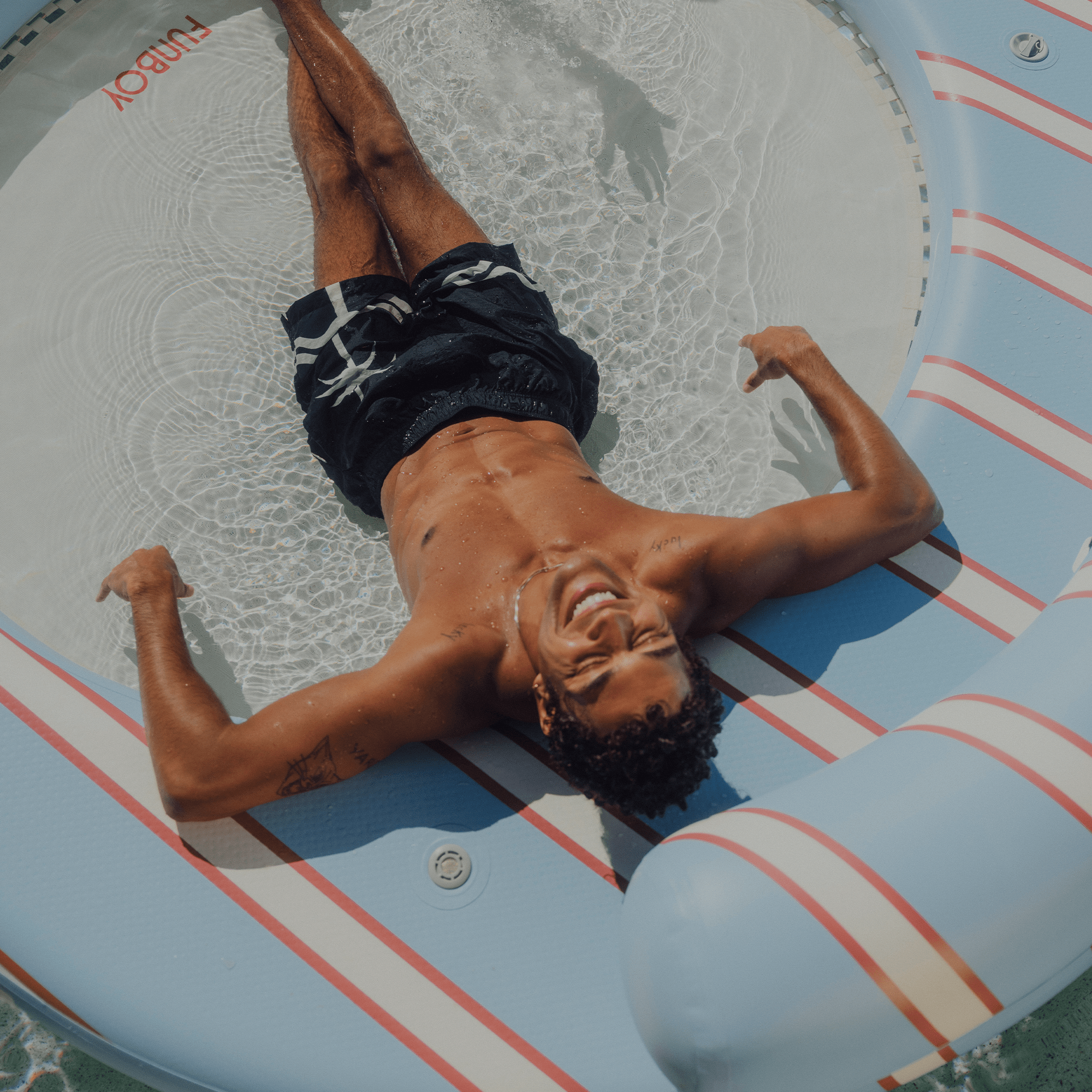 FUNBOY Blue & Red Floating Dock. Leisure Island
