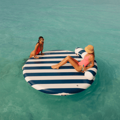 FUNBOY Inflatable Floating Dock: White, Navy Blue Stripes