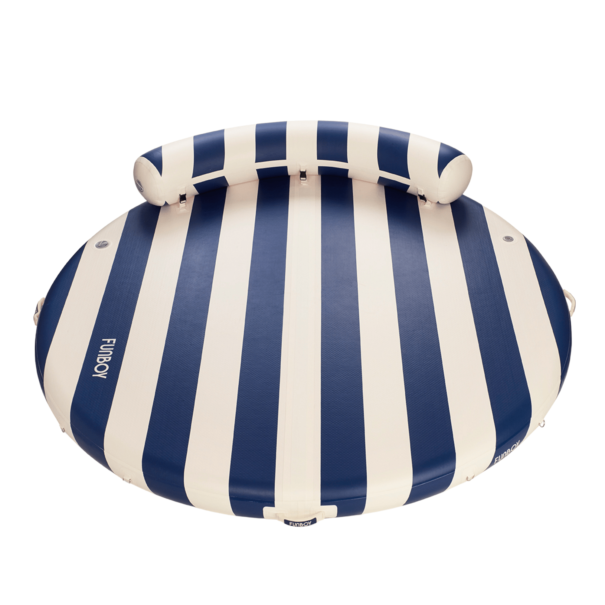 FUNBOY Inflatable Floating Dock: White, Navy Blue Stripes