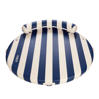 FUNBOY Inflatable Floating Dock: White, Navy Blue Stripes