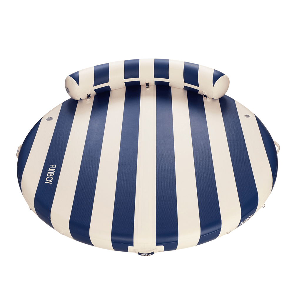 FUNBOY Inflatable Floating Dock: White, Navy Blue Stripes