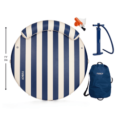 FUNBOY Inflatable Floating Dock: White, Navy Blue Stripes