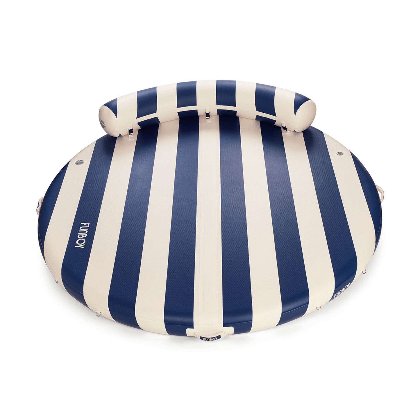 FUNBOY Inflatable Floating Dock: White, Navy Blue Stripes