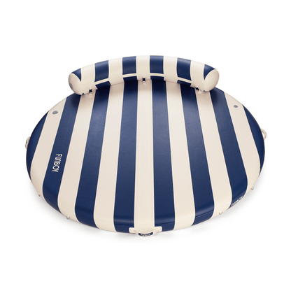 FUNBOY Inflatable Floating Dock: White, Navy Blue Stripes