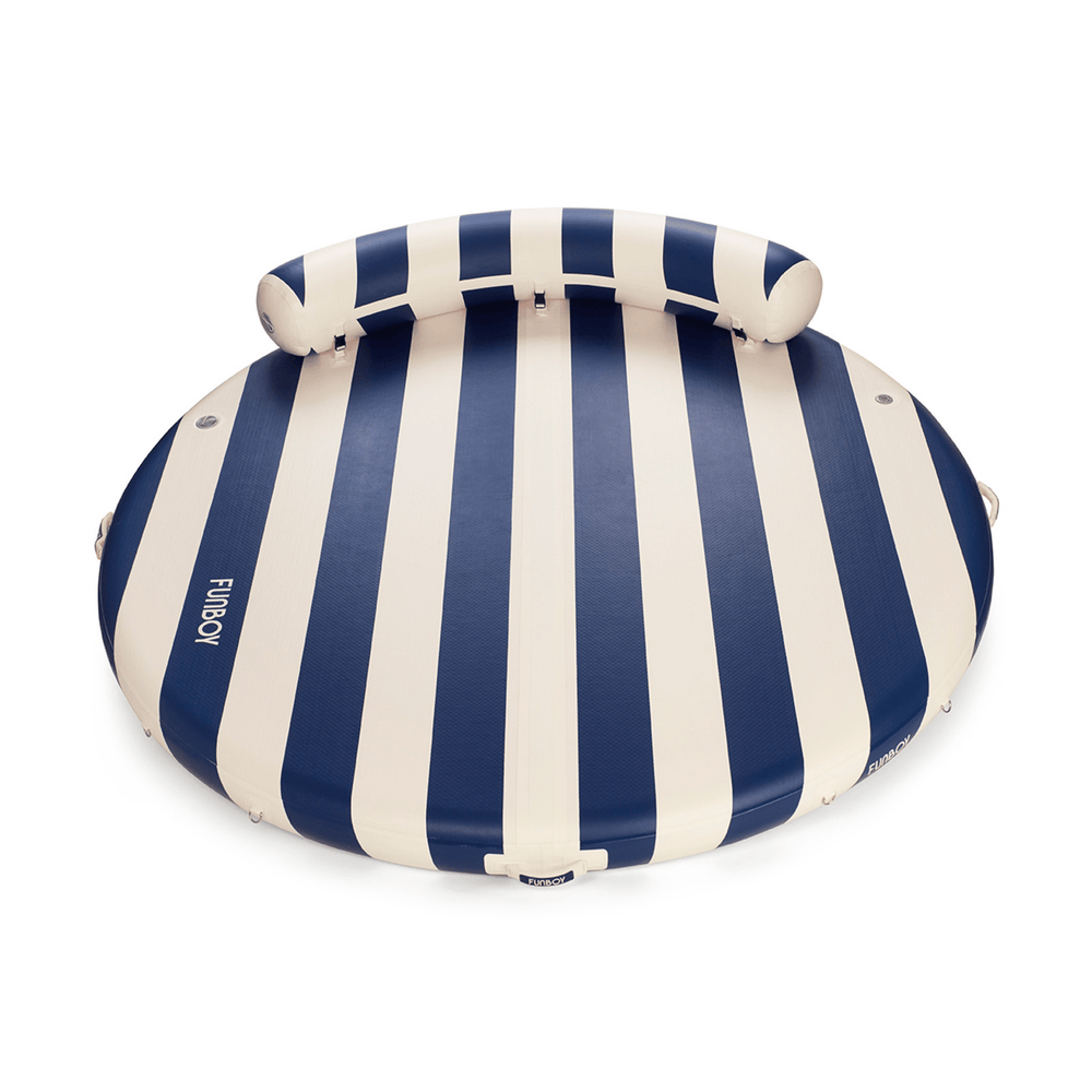 FUNBOY Inflatable Floating Dock: White, Navy Blue Stripes