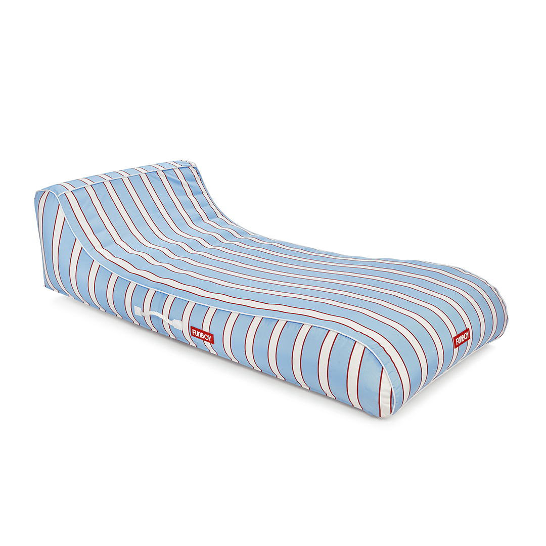 FUNBOY Fabric Covered Pool Float - Blue, White & red Cabana Sunbed Lounger