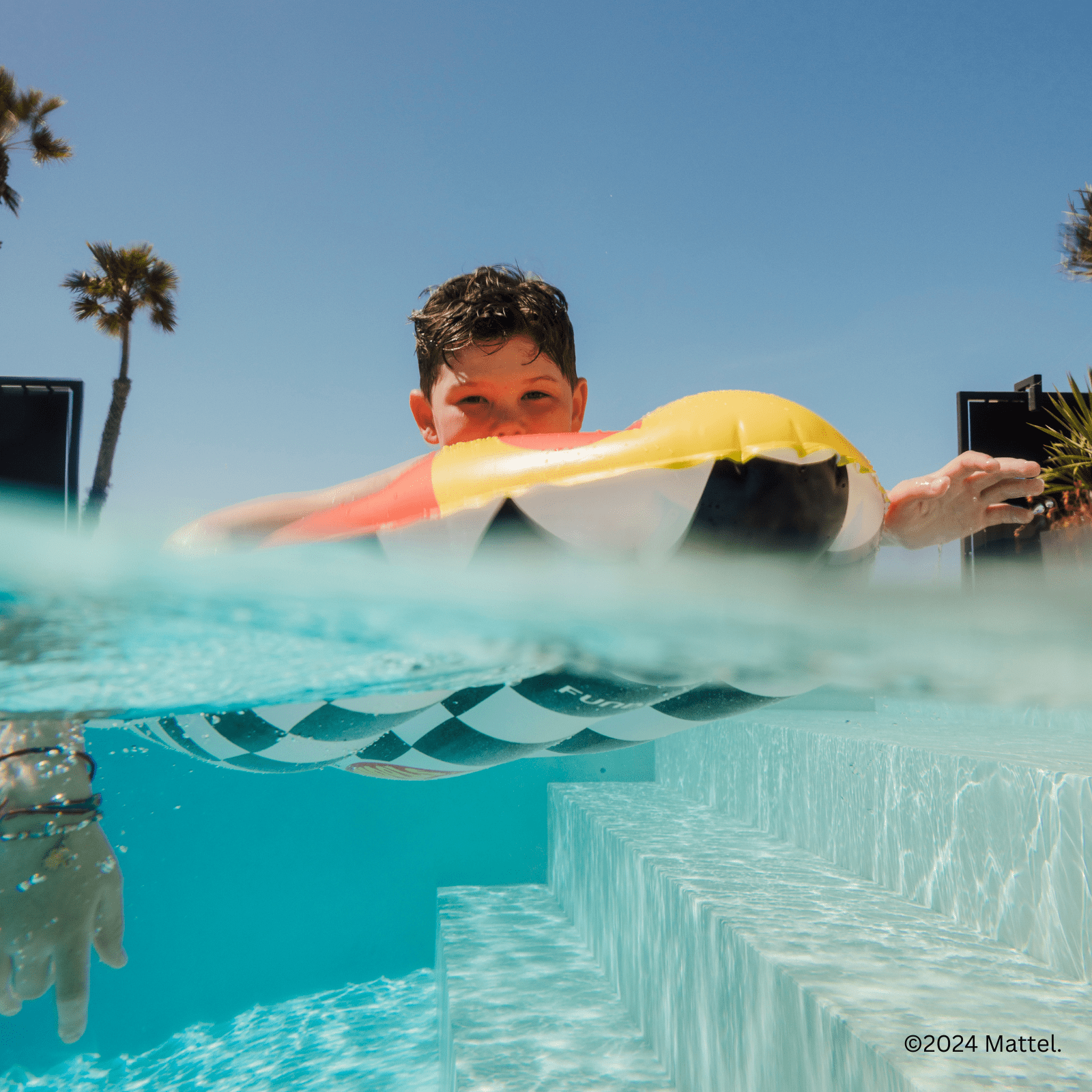 FUNBOY Hot Wheels Checkered Flame Surfboard Pool Float