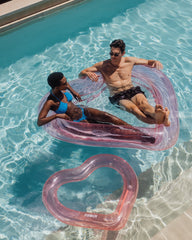 FUNBOY Floating Pool Hammock: Heart-Shaped, Clear Pink