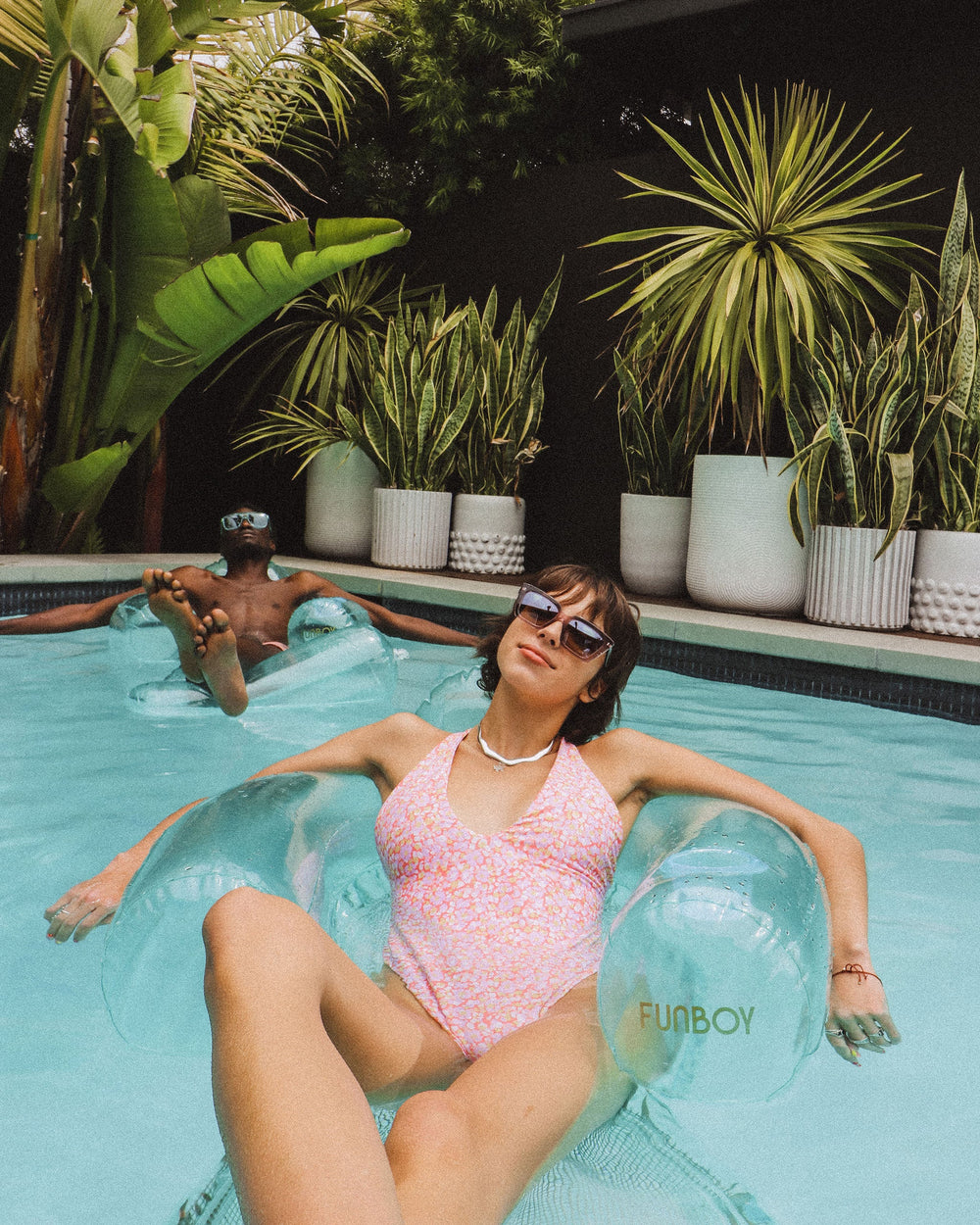 FUNBOY Pool Float Lounger: Clear Blue Mesh Chair Float