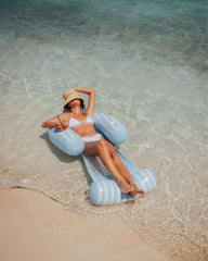 FUNBOY Blue & White Stripe Coastal Mesh Chair Pool Float