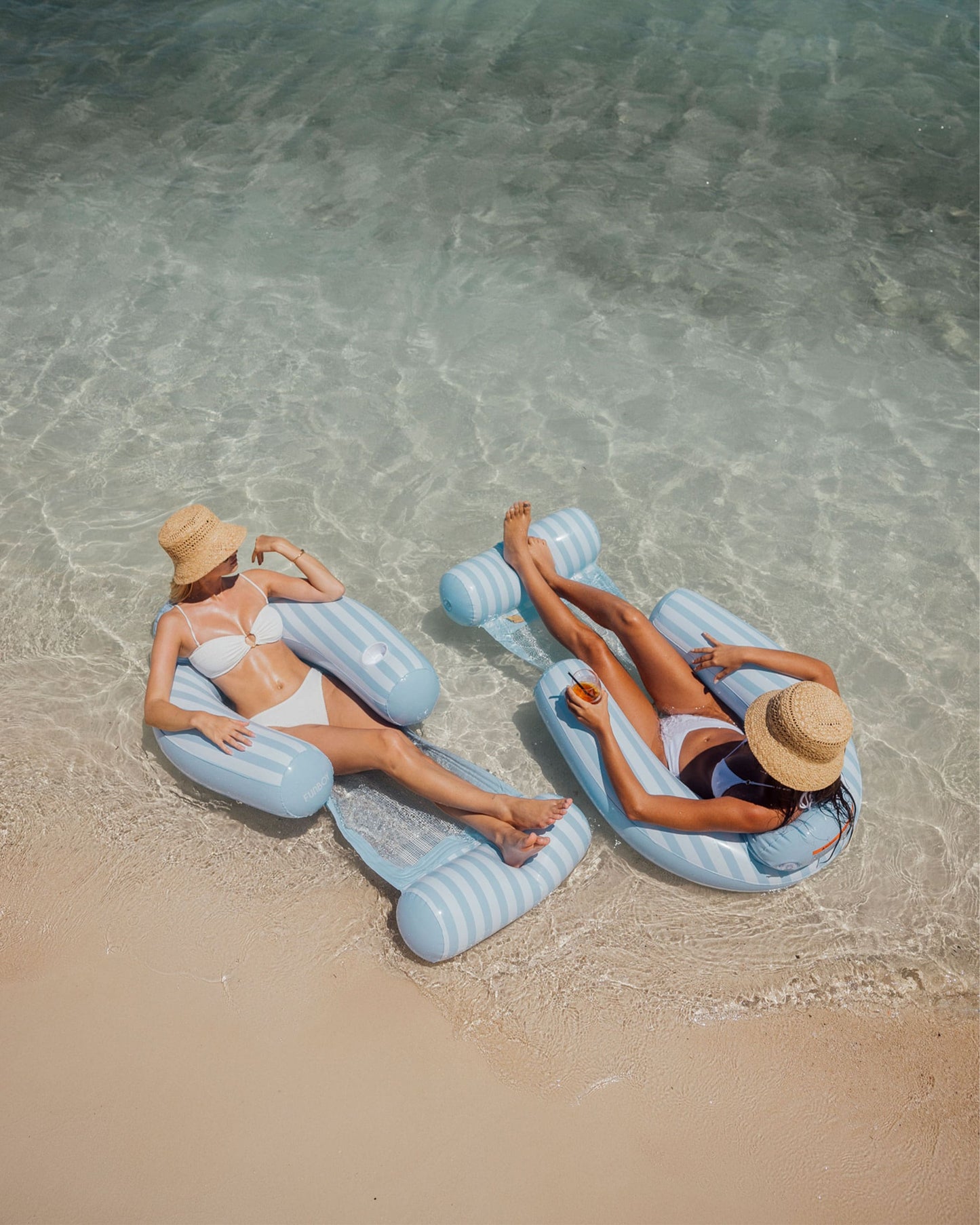FUNBOY Blue & White Stripe Coastal Mesh Chair Pool Float