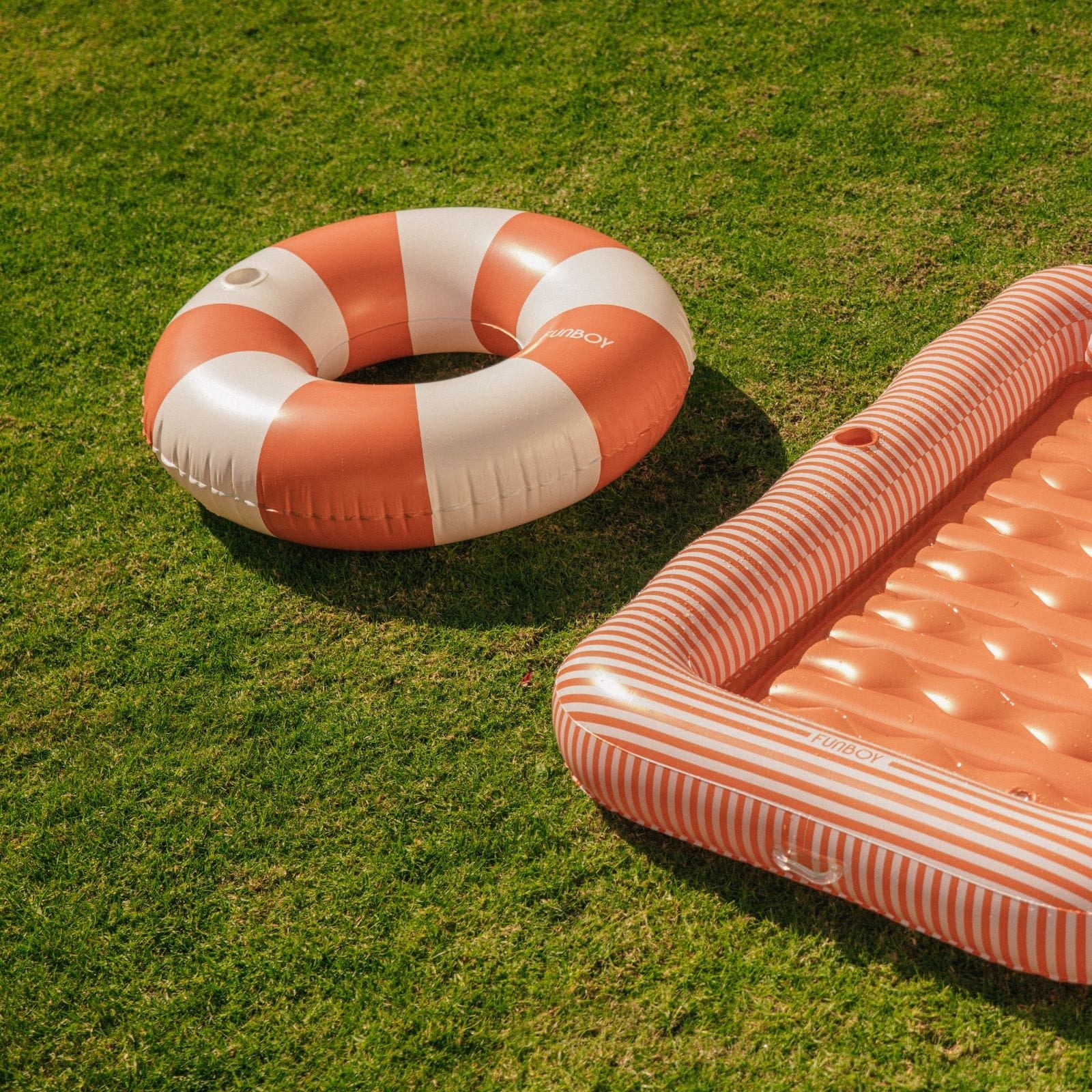 FUNBOY Large Pool Tube Float: Burnt Orange & White Stripes, 48"