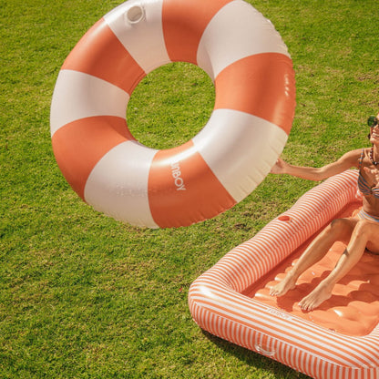 FUNBOY Large Pool Tube Float: Burnt Orange & White Stripes, 48"