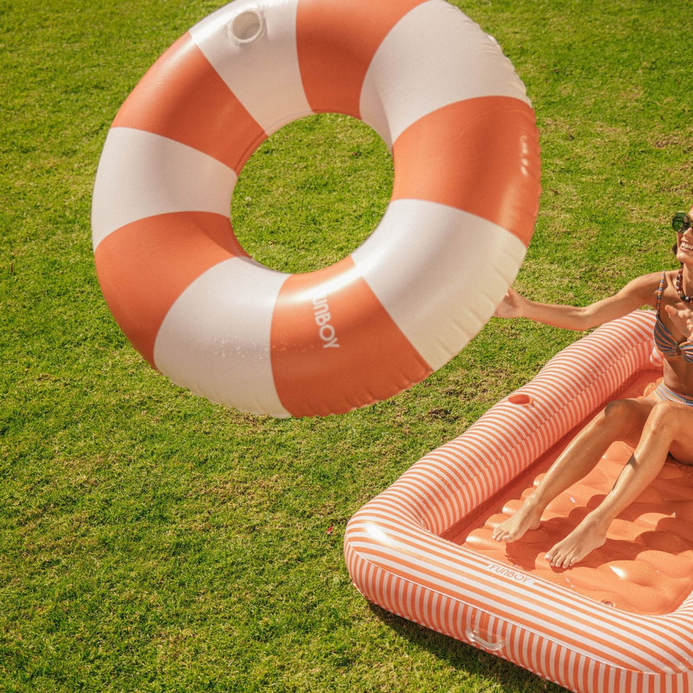 FUNBOY Large Pool Tube Float: Burnt Orange & White Stripes, 48"