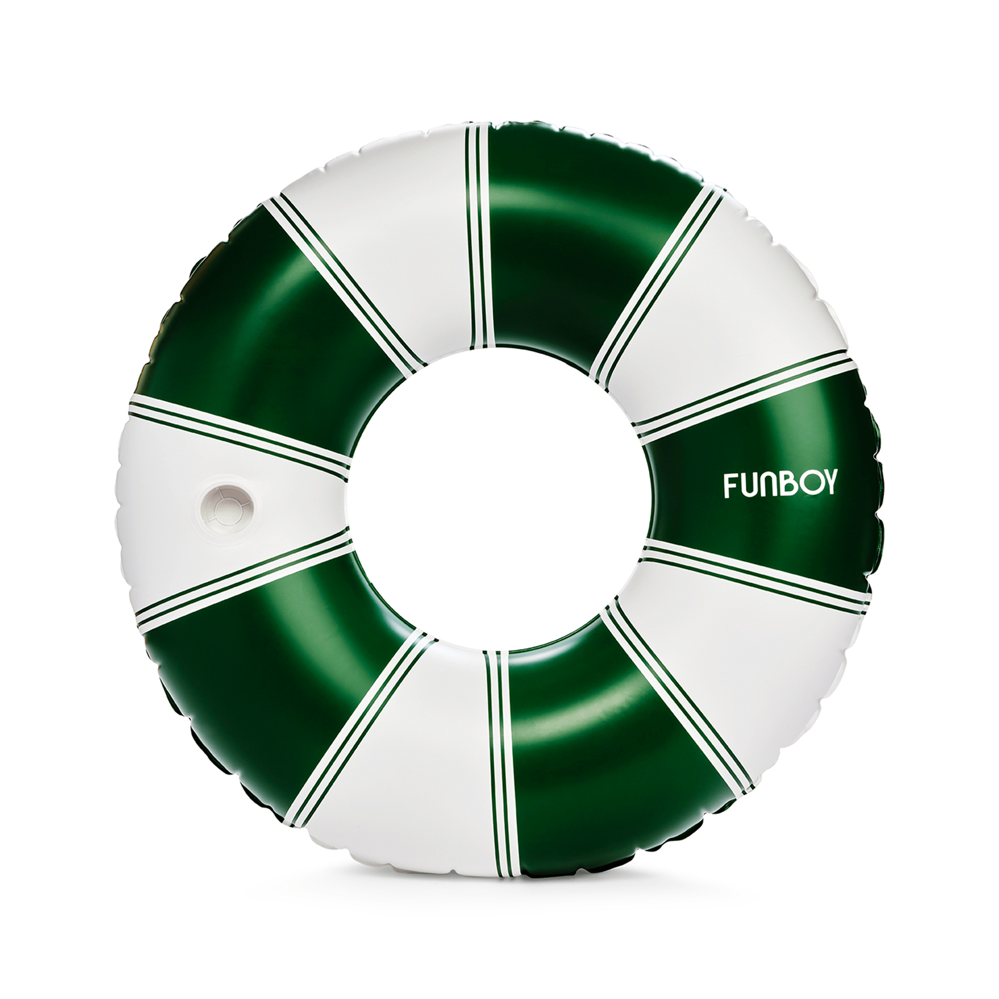 FUNBOY Vintage Green Stripe Inflatable Pool Float with Cup Holder 48"