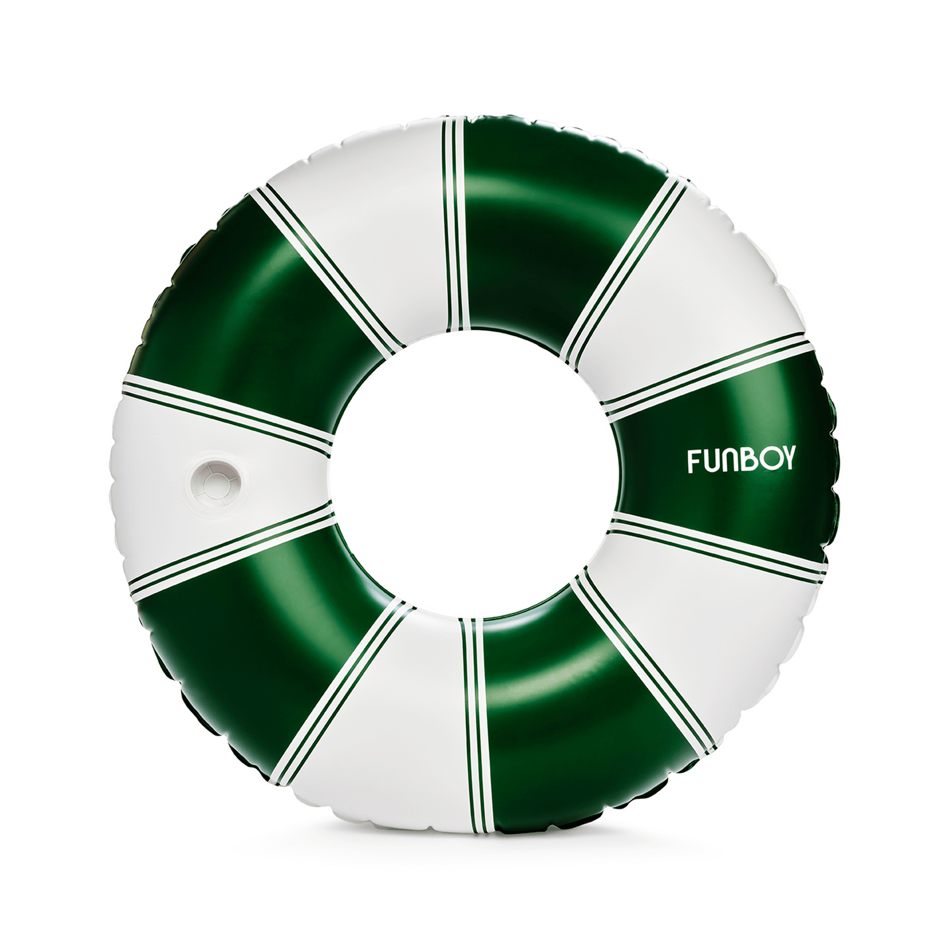 FUNBOY Vintage Green Stripe Inflatable Pool Float with Cup Holder 48"