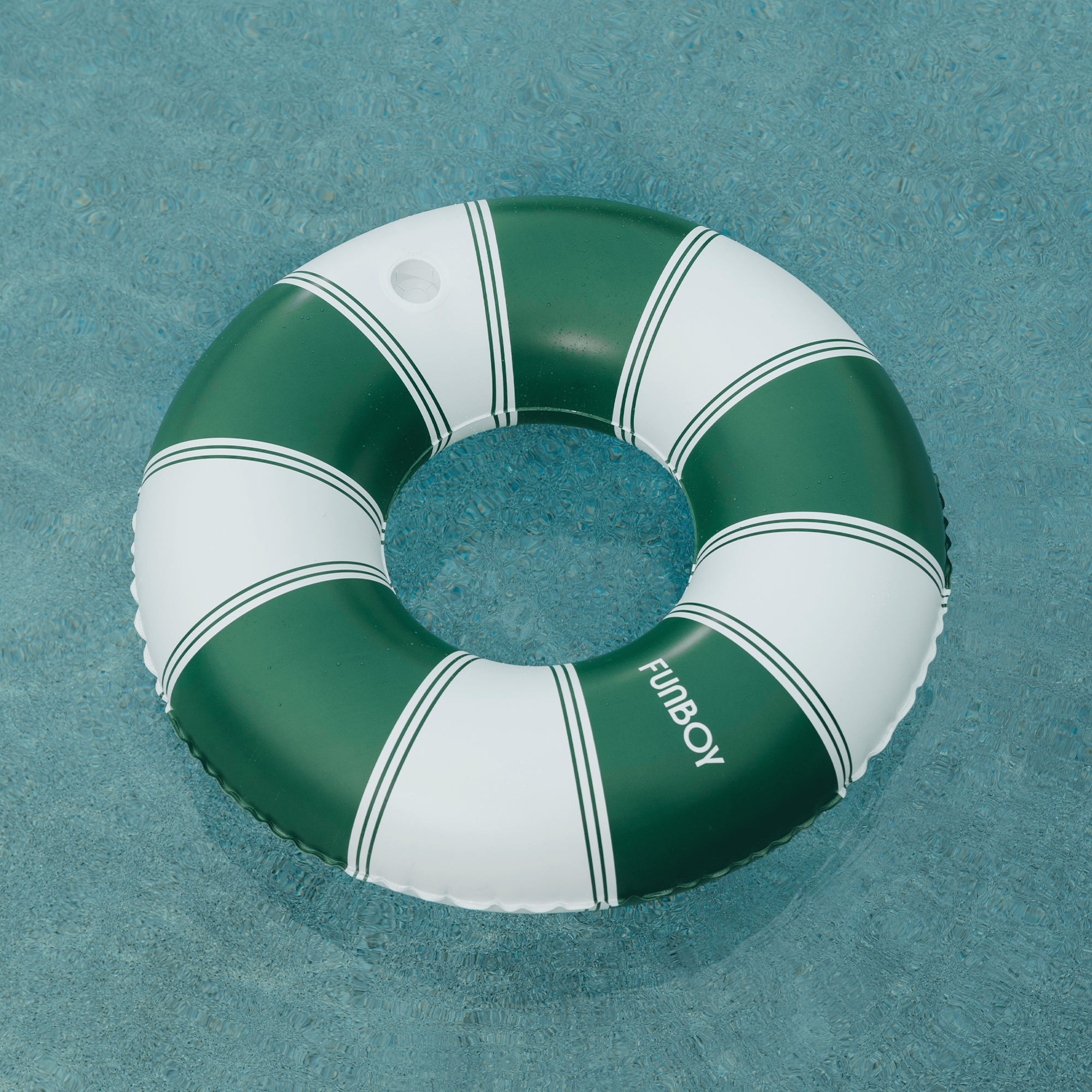 FUNBOY Vintage Green Stripe Inflatable Pool Float with Cup Holder 48"
