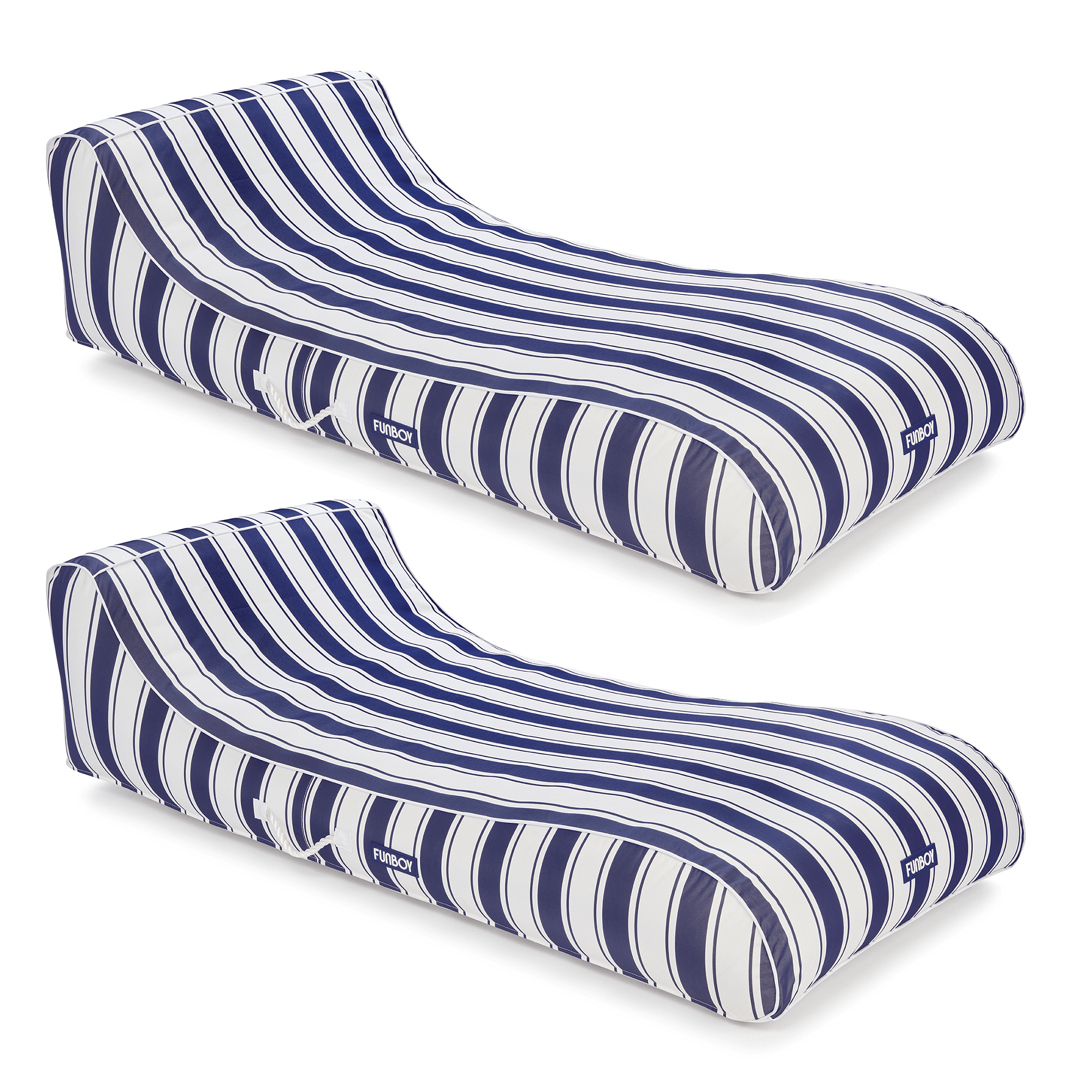 FUNBOY Cabana Navy Stripe Sunbed Lounger 2 Pack Fabric-Covered Pool Floats