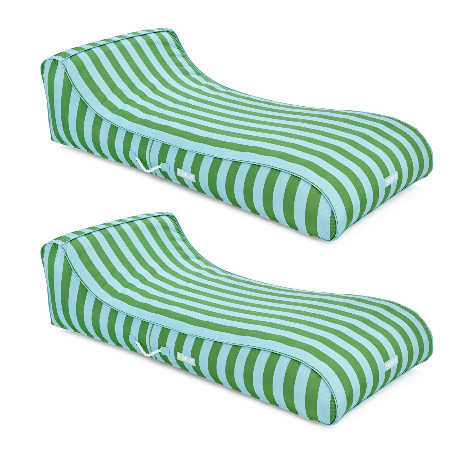 FUNBOY Fabric Sunbed Lounger 2-Pack, Green & Blue Striped