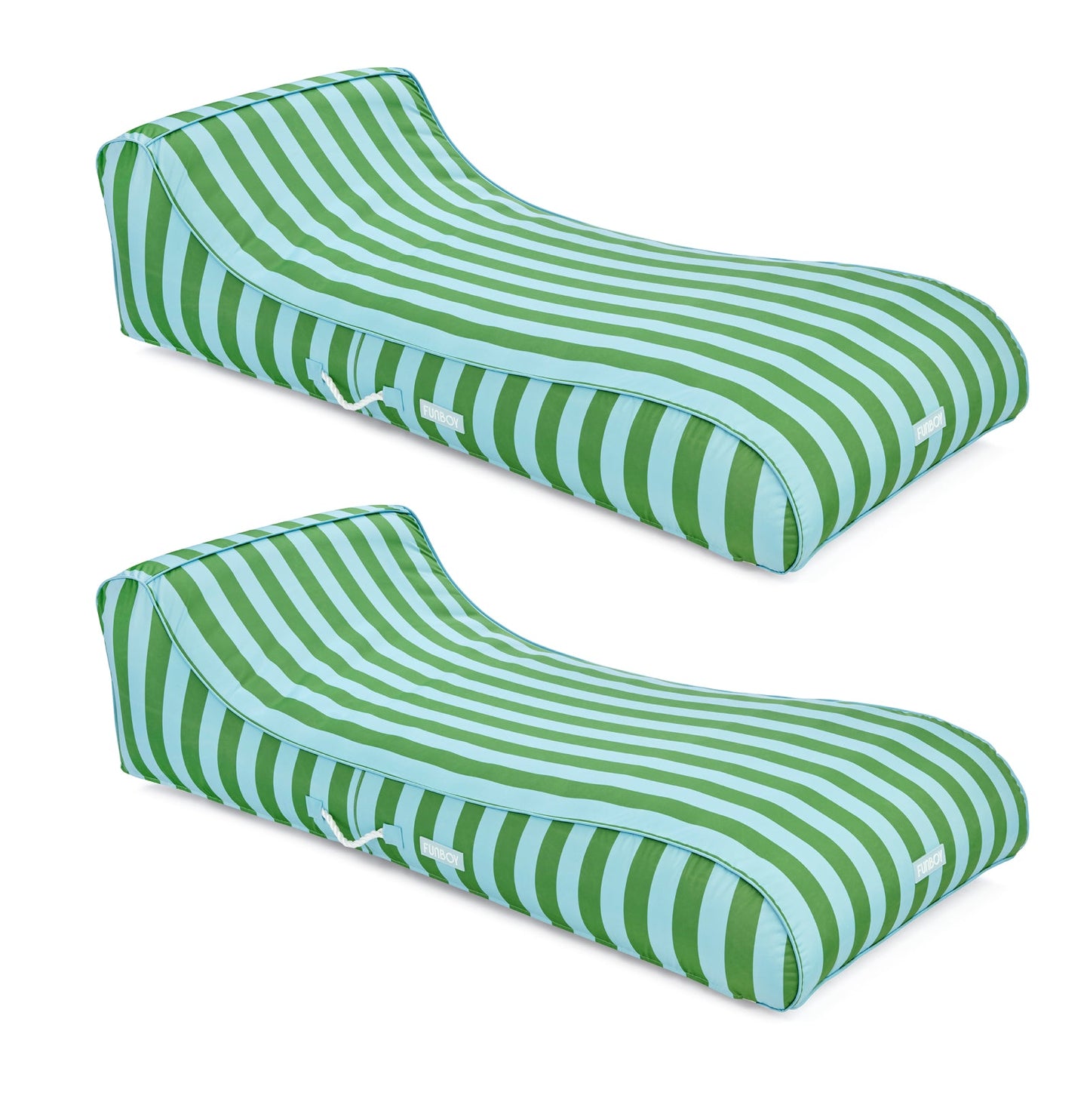 FUNBOY Fabric Sunbed Lounger 2-Pack, Green & Blue Striped