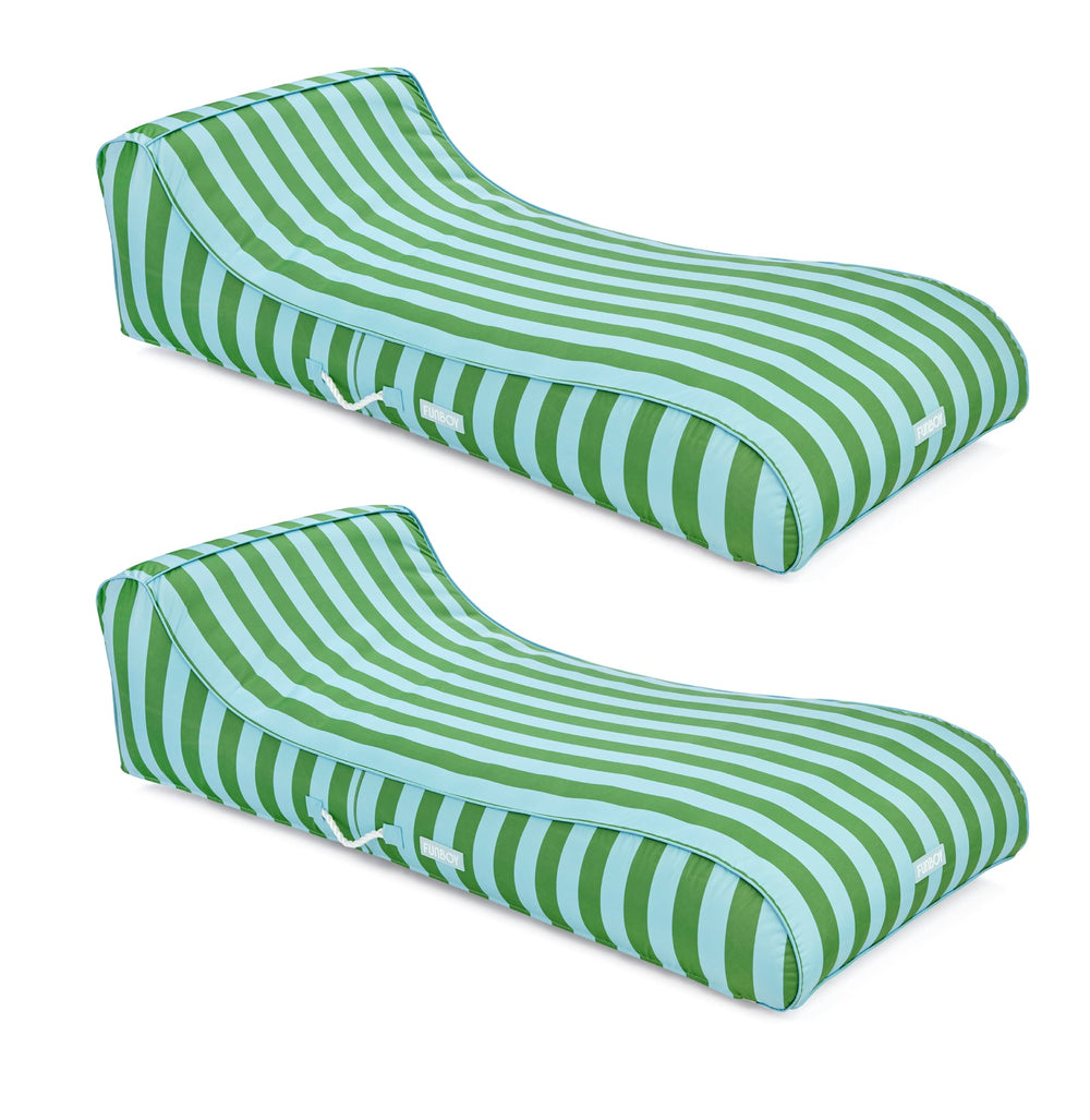 FUNBOY Fabric Sunbed Lounger 2-Pack, Green & Blue Striped