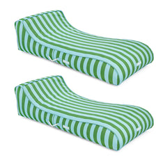 FUNBOY Fabric Sunbed Lounger 2-Pack, Green & Blue Striped