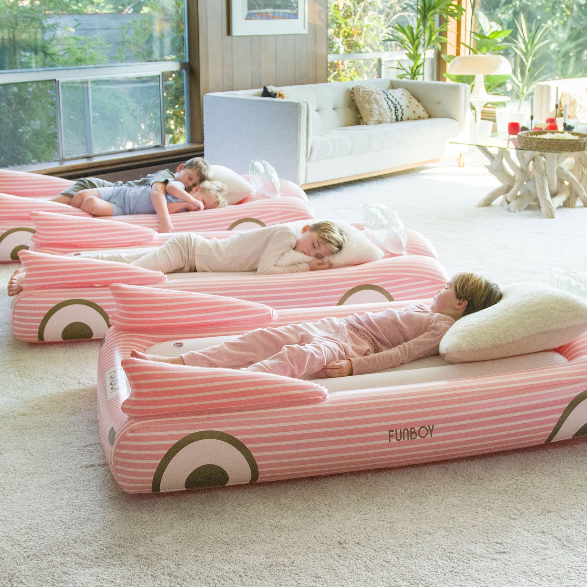FUNBOY Kids Sleepover Bed - Pink Convertible Air Mattress