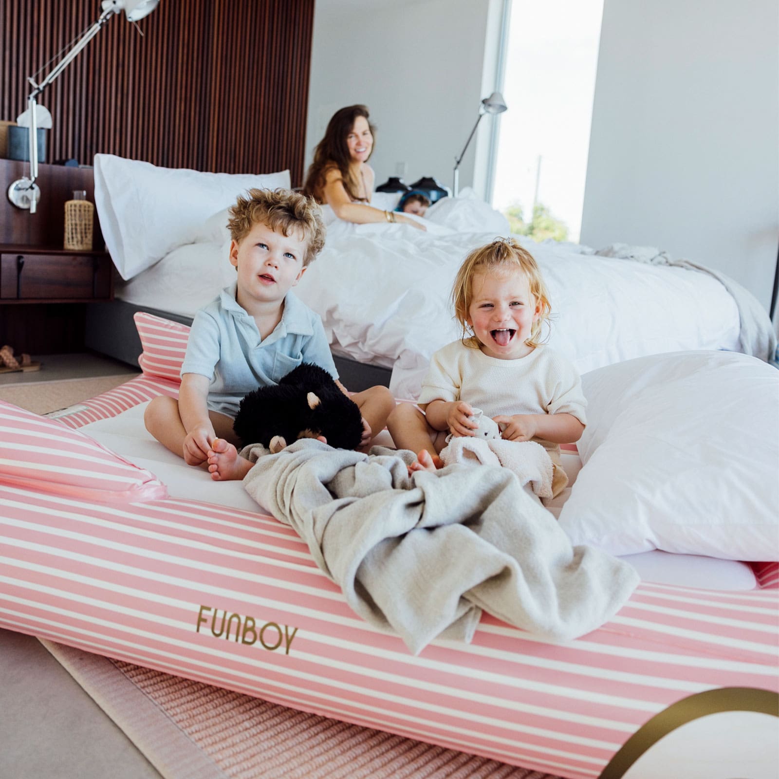 FUNBOY Kids Sleepover Bed - Pink Convertible Air Mattress